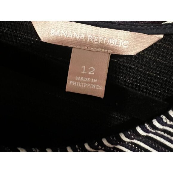 Banana Republic Women's Striped Navy‎ & White Sleeveless A-Line Dress Size 12 - Picture 6 of 10